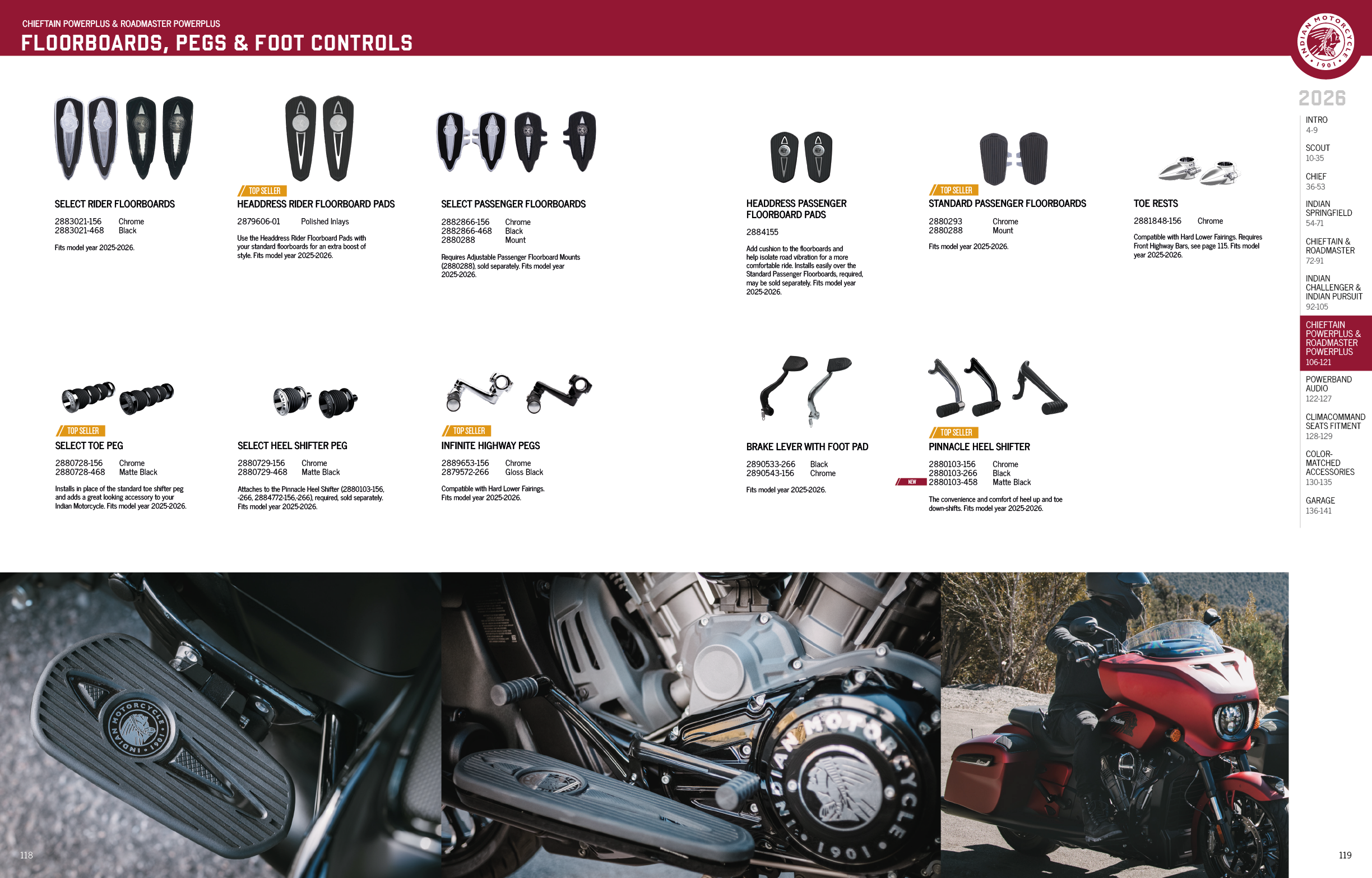 A motorcycle is shown in a photo with a red and black color scheme. The image also includes a list of motorcycle parts and their descriptions. AI generated content